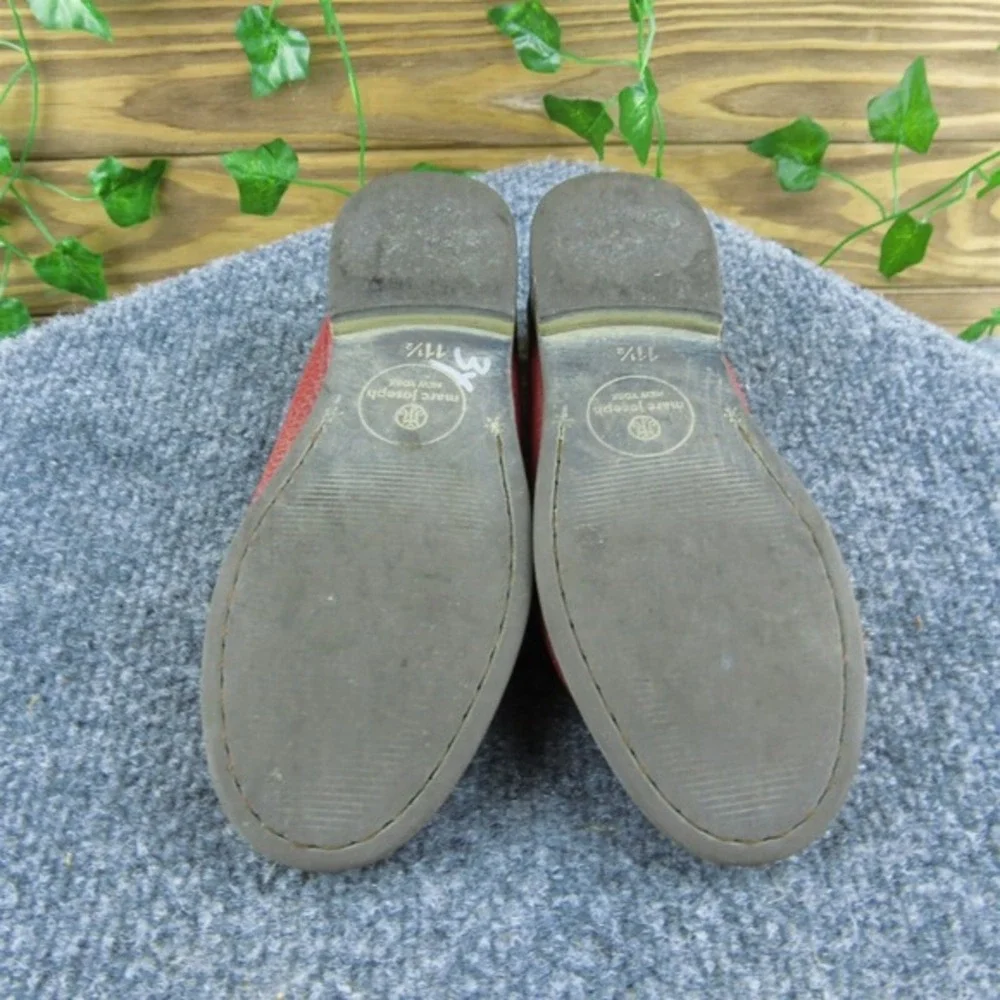 Marc Joseph New York Boys Penny Loafer Shoes Red Leather Slip On Size T 11.5 Med